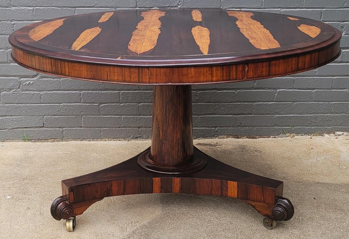 British Regency Tilt-Top Center Table with Exceptional Veneers In Good Condition For Sale In Dallas, TX