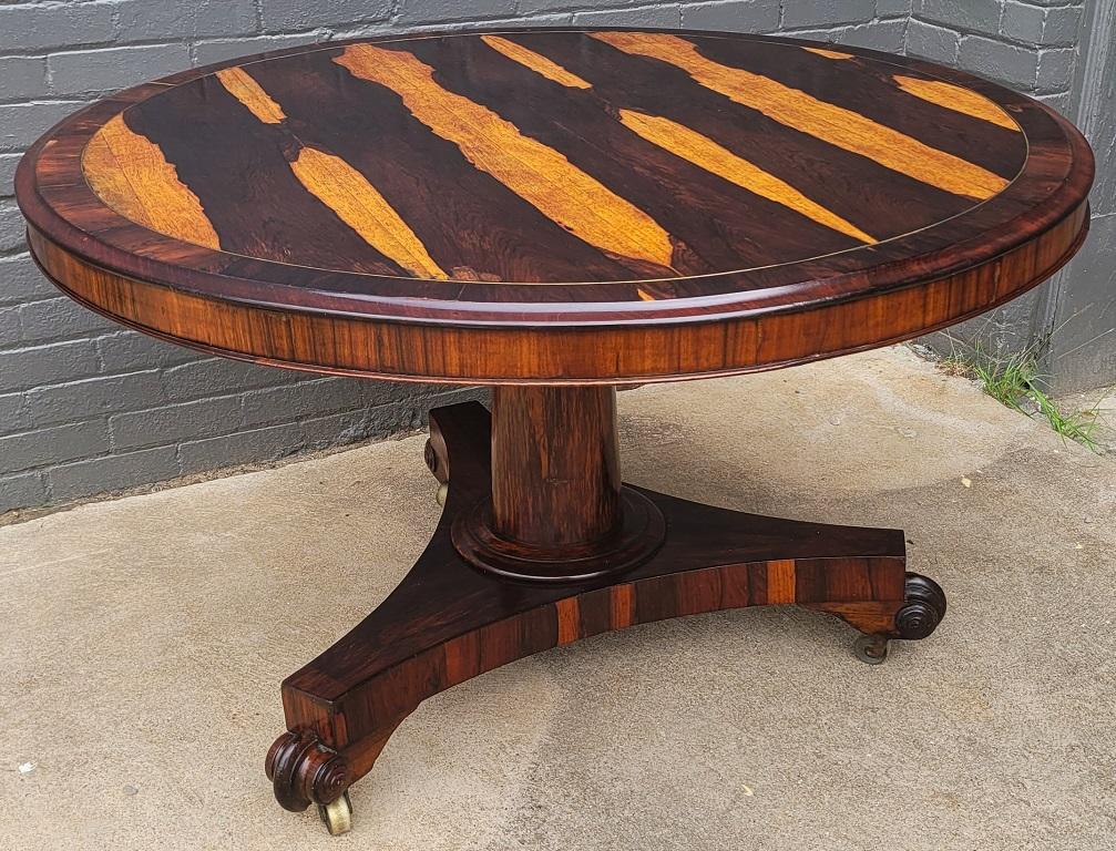 19th Century British Regency Tilt-Top Center Table with Exceptional Veneers For Sale