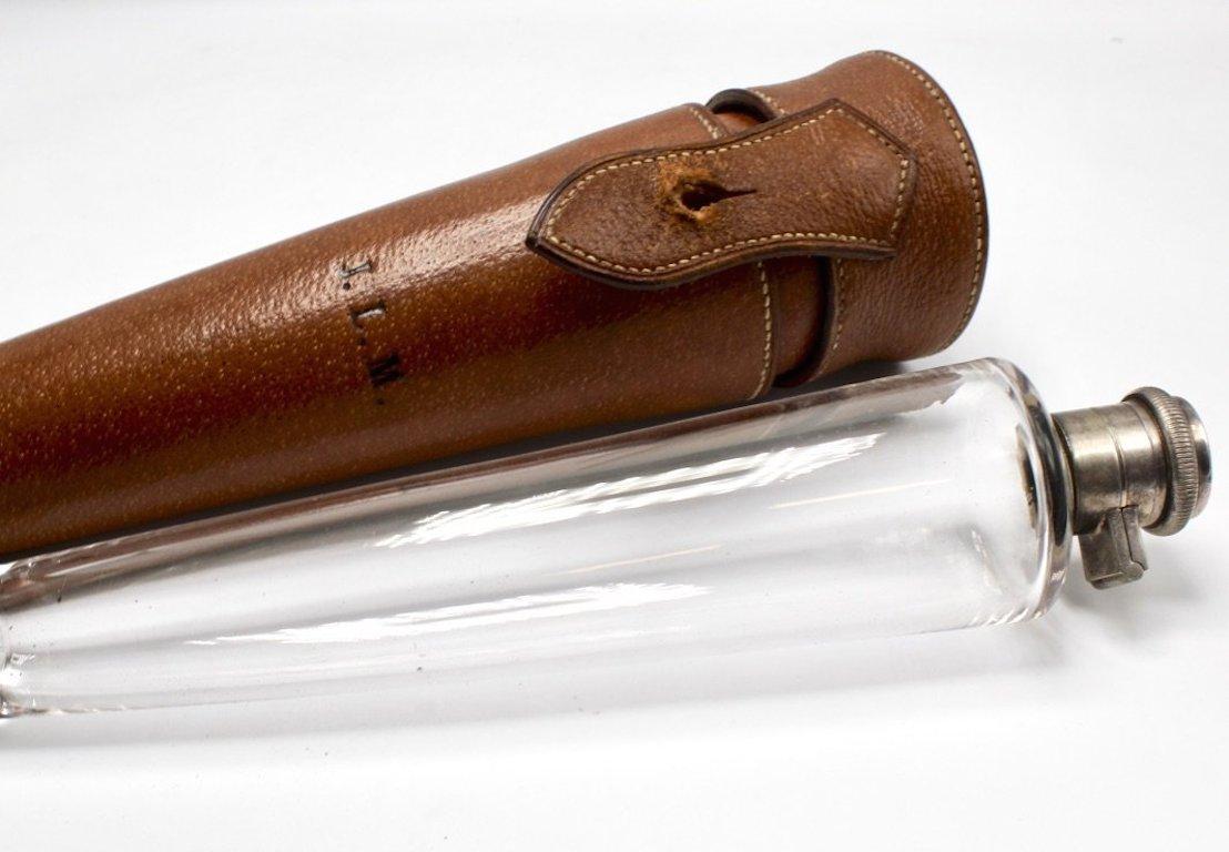 glass flask with leather case