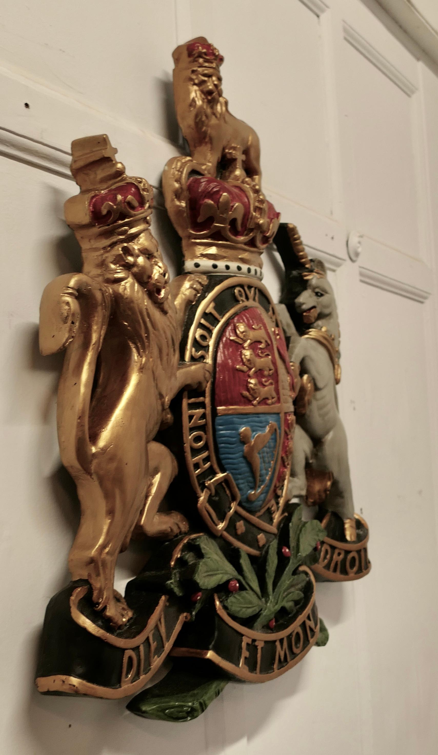20th Century British Royal Coat of Arms Wall Plaque This Is a Large Scale Piece  For Sale