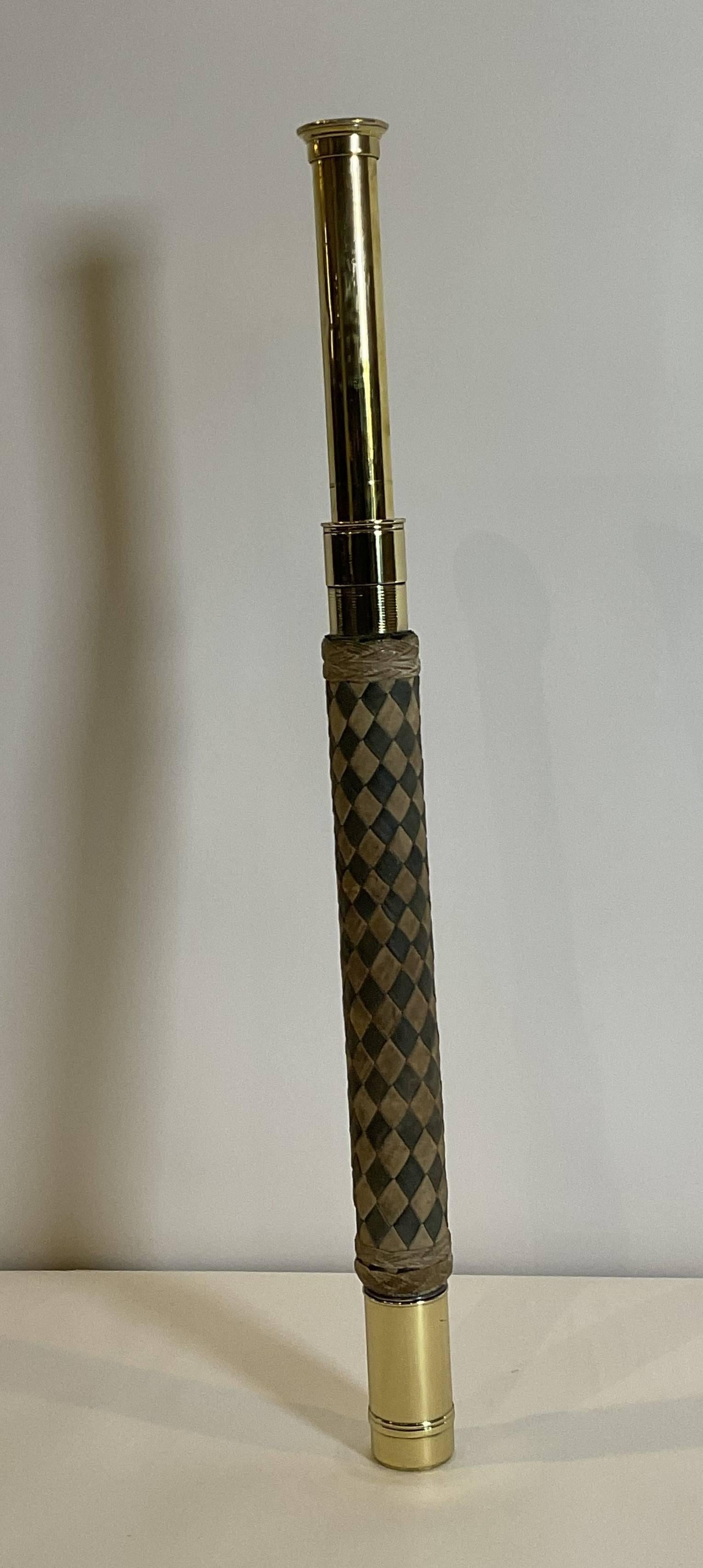 Telescope once used by British Royal Naval Rear Admiral John Walter Dunford. The admirals memoirs are in possession of the Imperial War Museum in England. He was a midshipman on HMS Inflexible, HMS Queen, officer on HMS Argyll, HMS Shannon. Later he