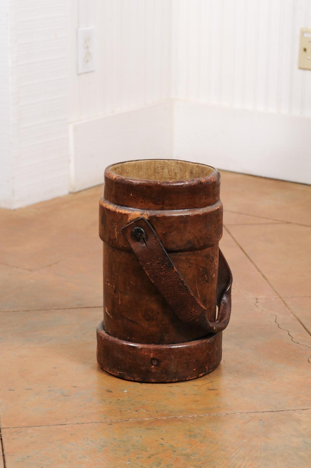 British Royal Navy Leather Cordite Bucket with BH & G Ltd Stamp on the Underside 5