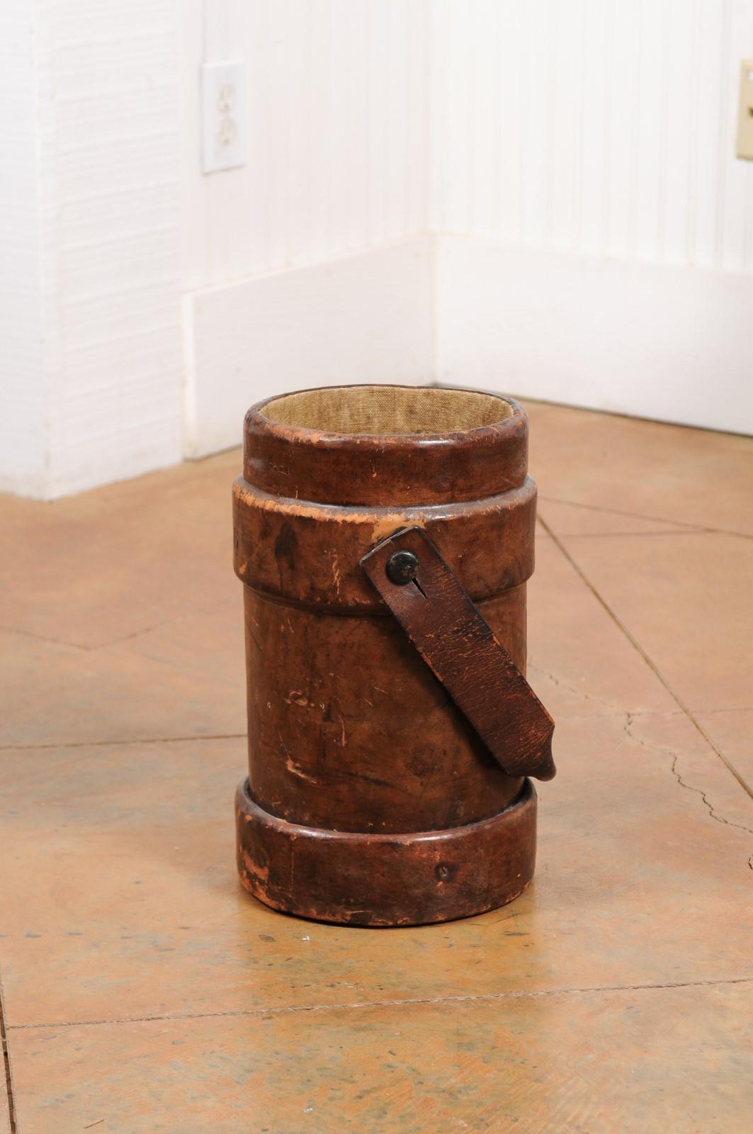 British Royal Navy Leather Cordite Bucket with BH & G Ltd Stamp on the Underside 6