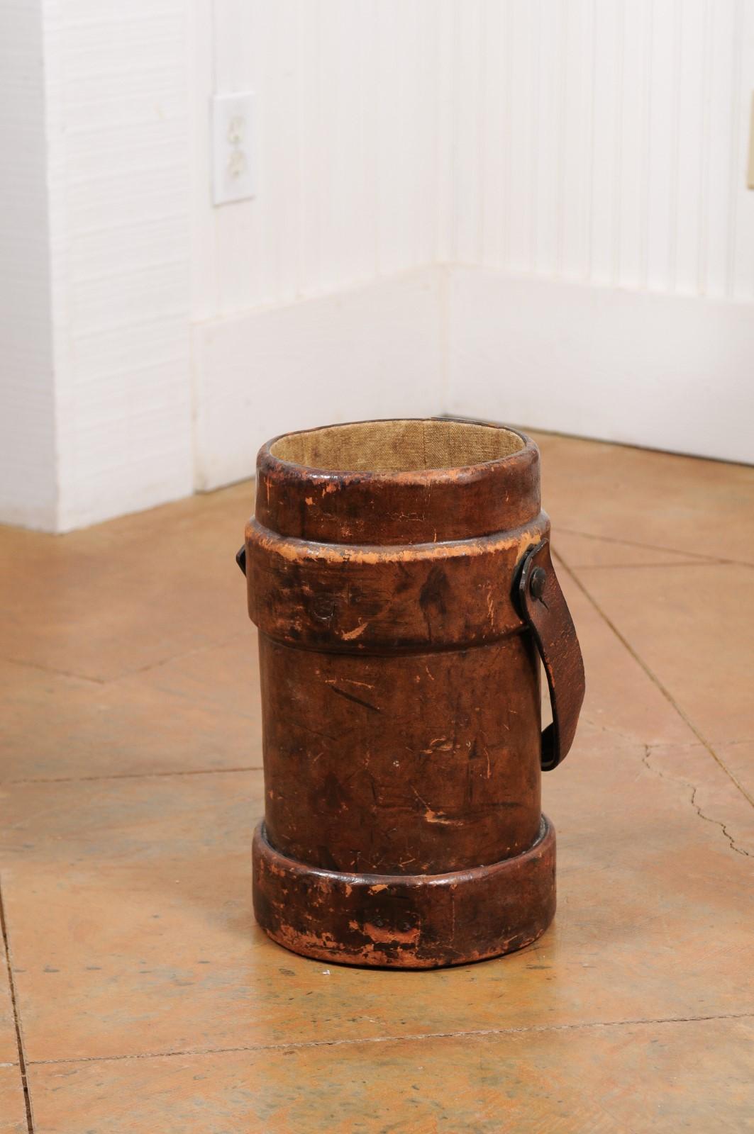 British Royal Navy Leather Cordite Bucket with BH & G Ltd Stamp on the Underside 7