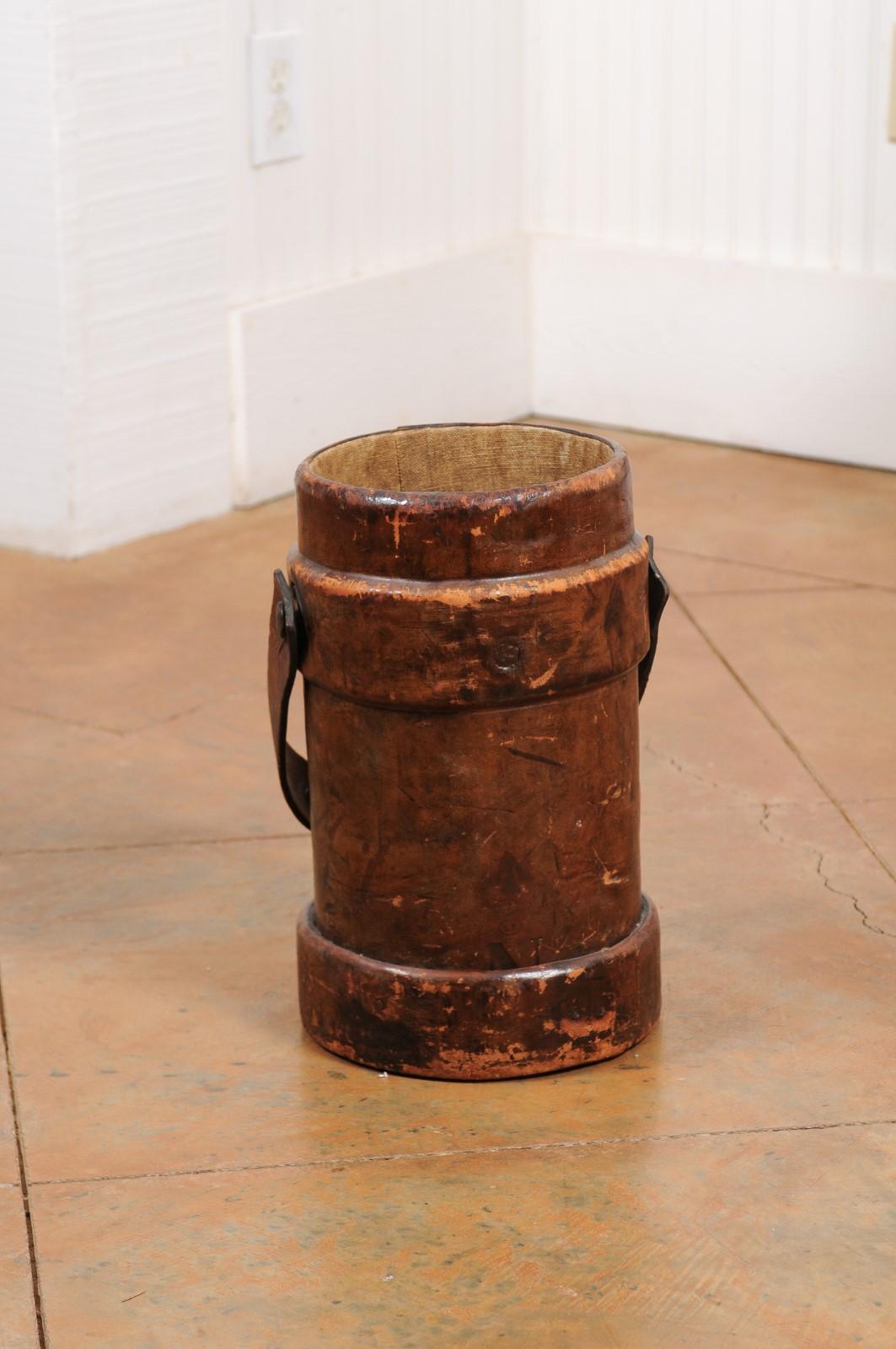 British Royal Navy Leather Cordite Bucket with BH & G Ltd Stamp on the Underside 8