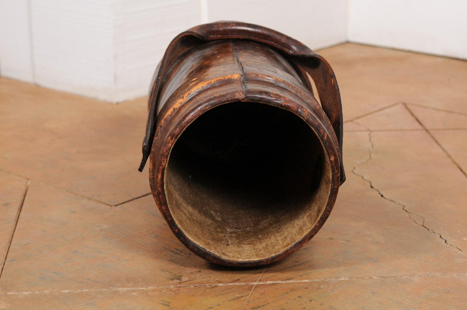 British Royal Navy Leather Cordite Bucket with BH & G Ltd Stamp on the Underside 10