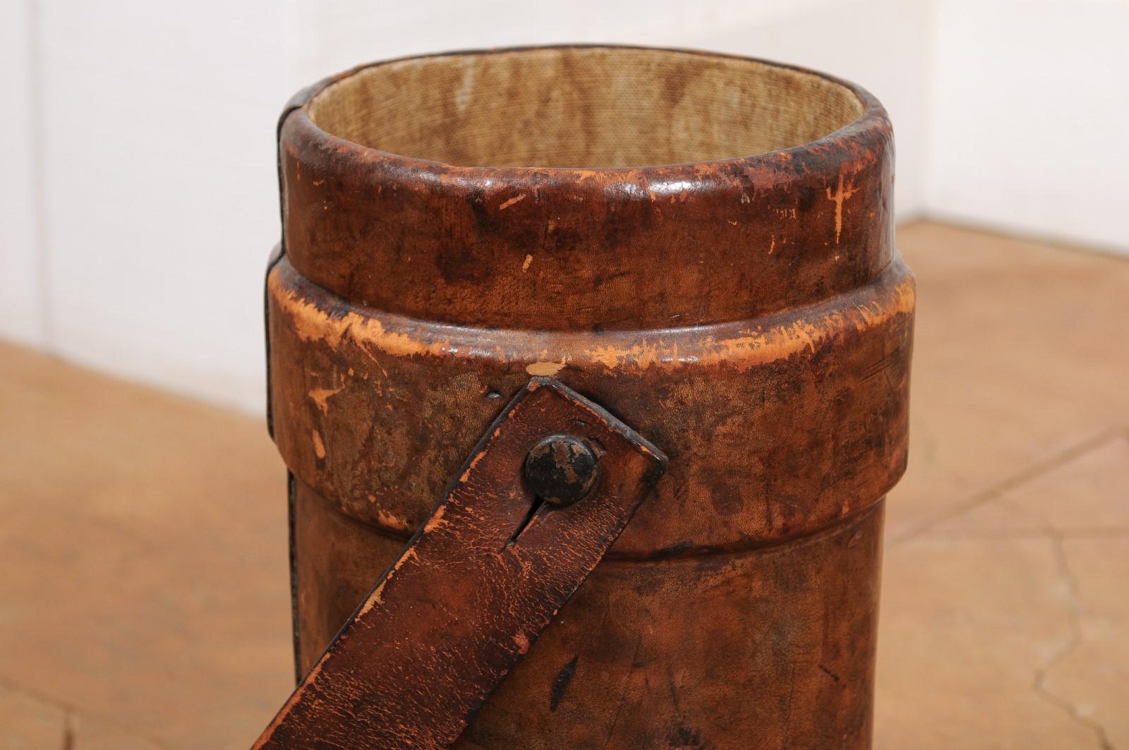 British Royal Navy Leather Cordite Bucket with BH & G Ltd Stamp on the Underside 13