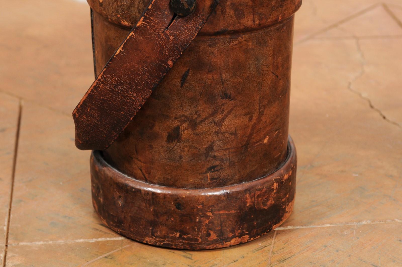 British Royal Navy Leather Cordite Bucket with BH & G Ltd Stamp on the Underside 14