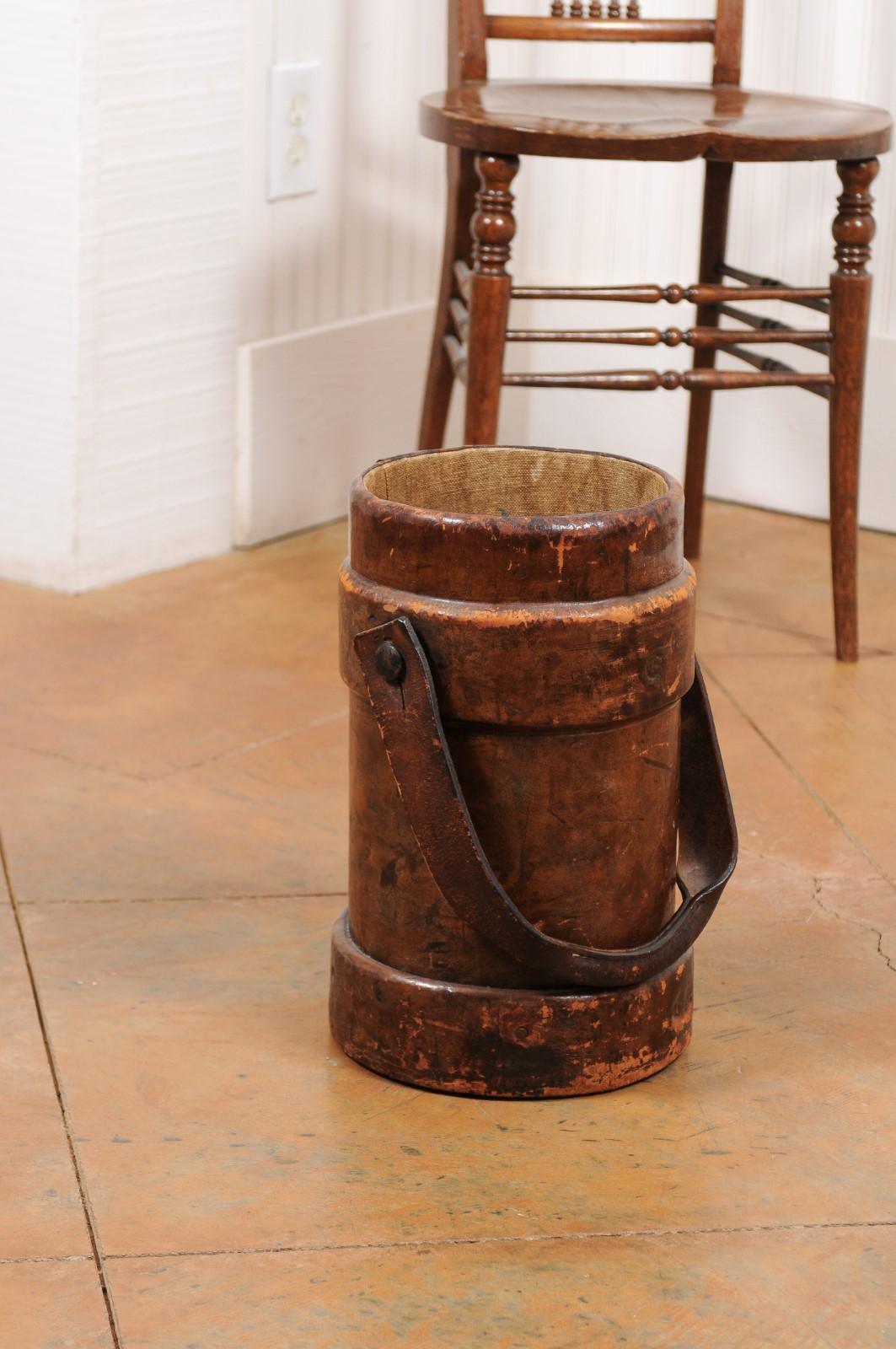 English British Royal Navy Leather Cordite Bucket with BH & G Ltd Stamp on the Underside