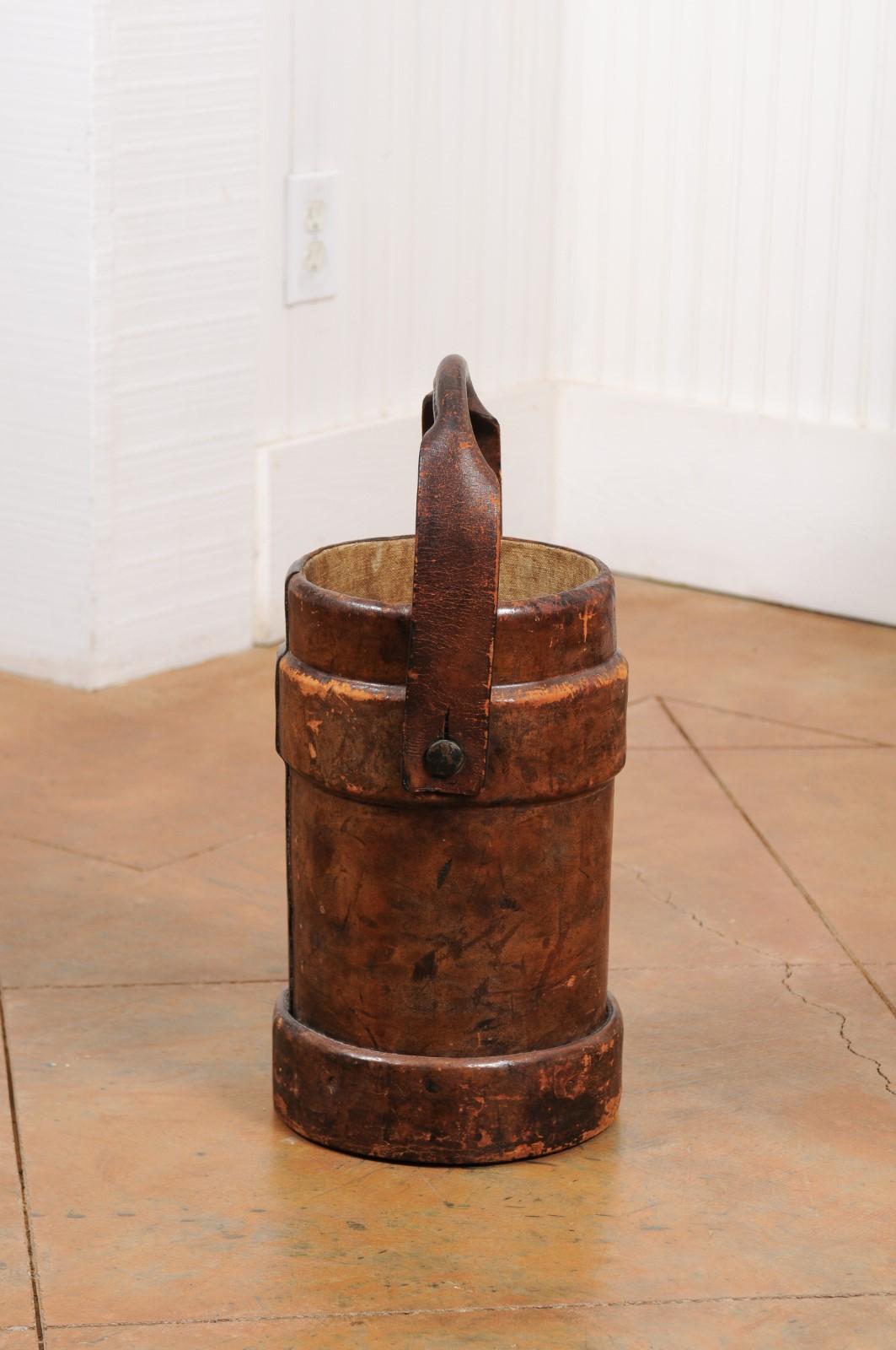 British Royal Navy Leather Cordite Bucket with BH & G Ltd Stamp on the Underside 2