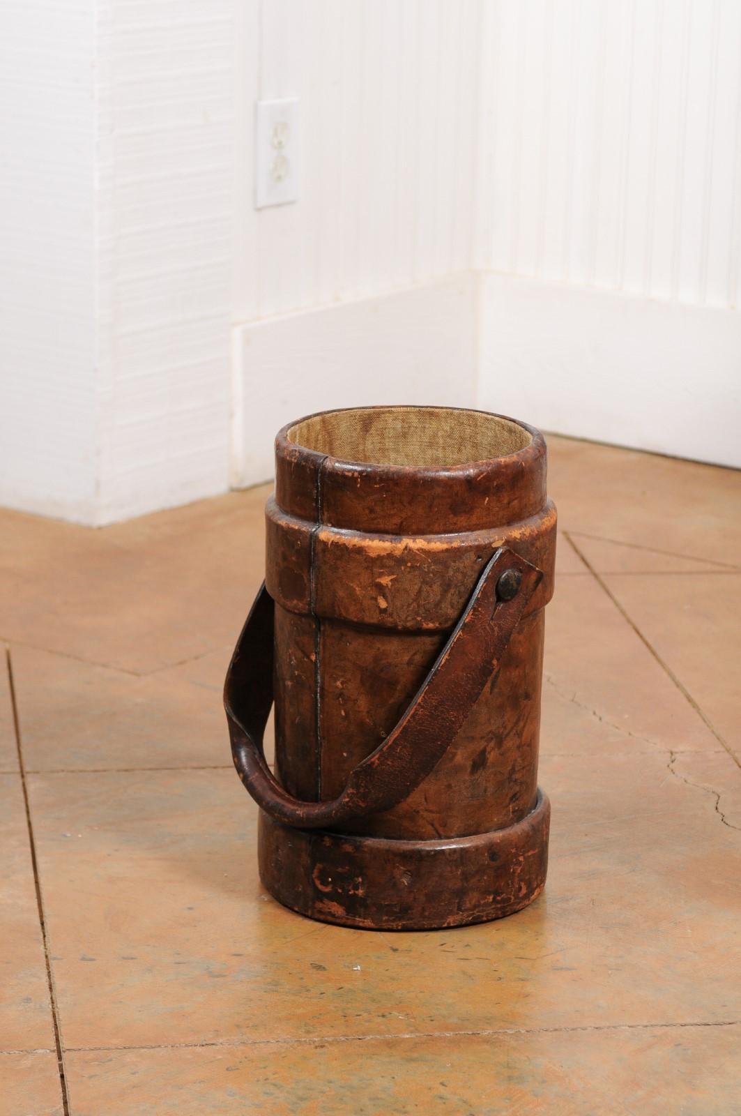British Royal Navy Leather Cordite Bucket with BH & G Ltd Stamp on the Underside 3