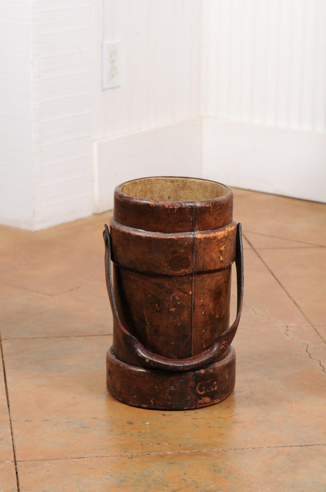 British Royal Navy Leather Cordite Bucket with BH & G Ltd Stamp on the Underside 4