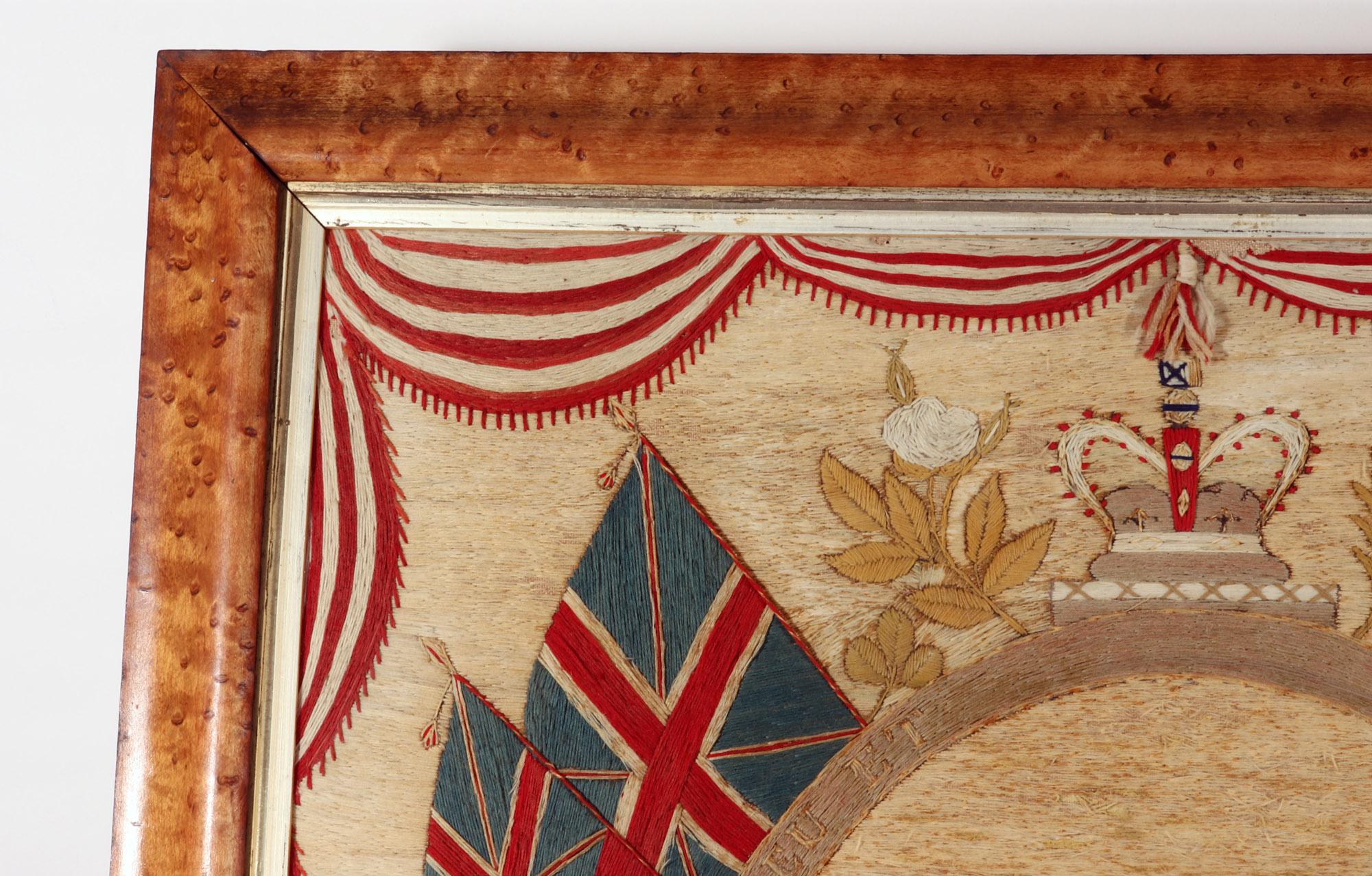 British Sailor's Flag of Nations Woolwork of HMS Victoria In Good Condition In Downingtown, PA