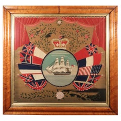 Antique British Sailor's Flag of Nations Woolwork Woolie of HMS Victoria