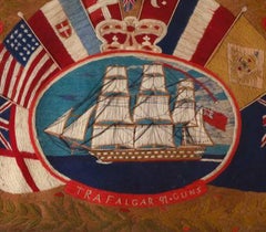 British Sailor's Flag of Nations Woolwork, HMS Trafalgar, 91 Guns, circa 1865