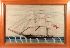 British Sailor's Full-Rigged Royal Navy Woolwork, Circa 1875