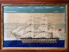 British Sailor's Large Woolwork of HMS Brunswick