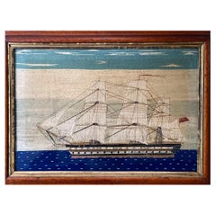 British Sailor's Large Woolwork of HMS Brunswick