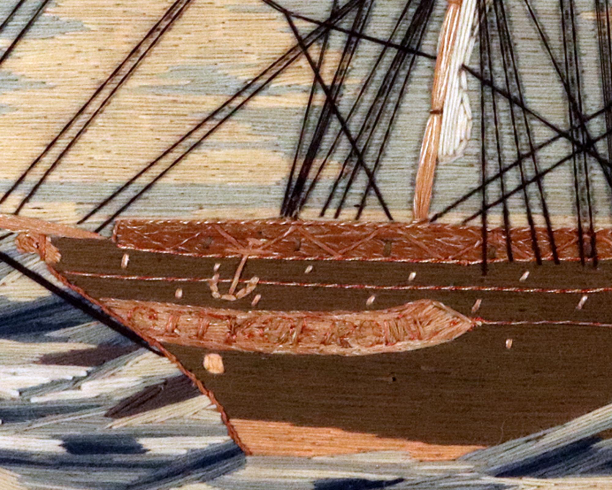 Gran obra de lana de marinero británico con barco llamado La ciudad de Roma en un mar embravecido en Bueno estado para la venta en Downingtown, PA