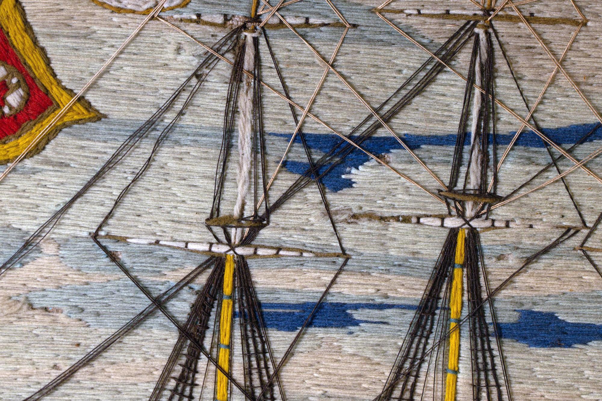 Travail de laine naïf d'un marin britannique représentant le navire de la marine royale H.M.S. St George en vente 2