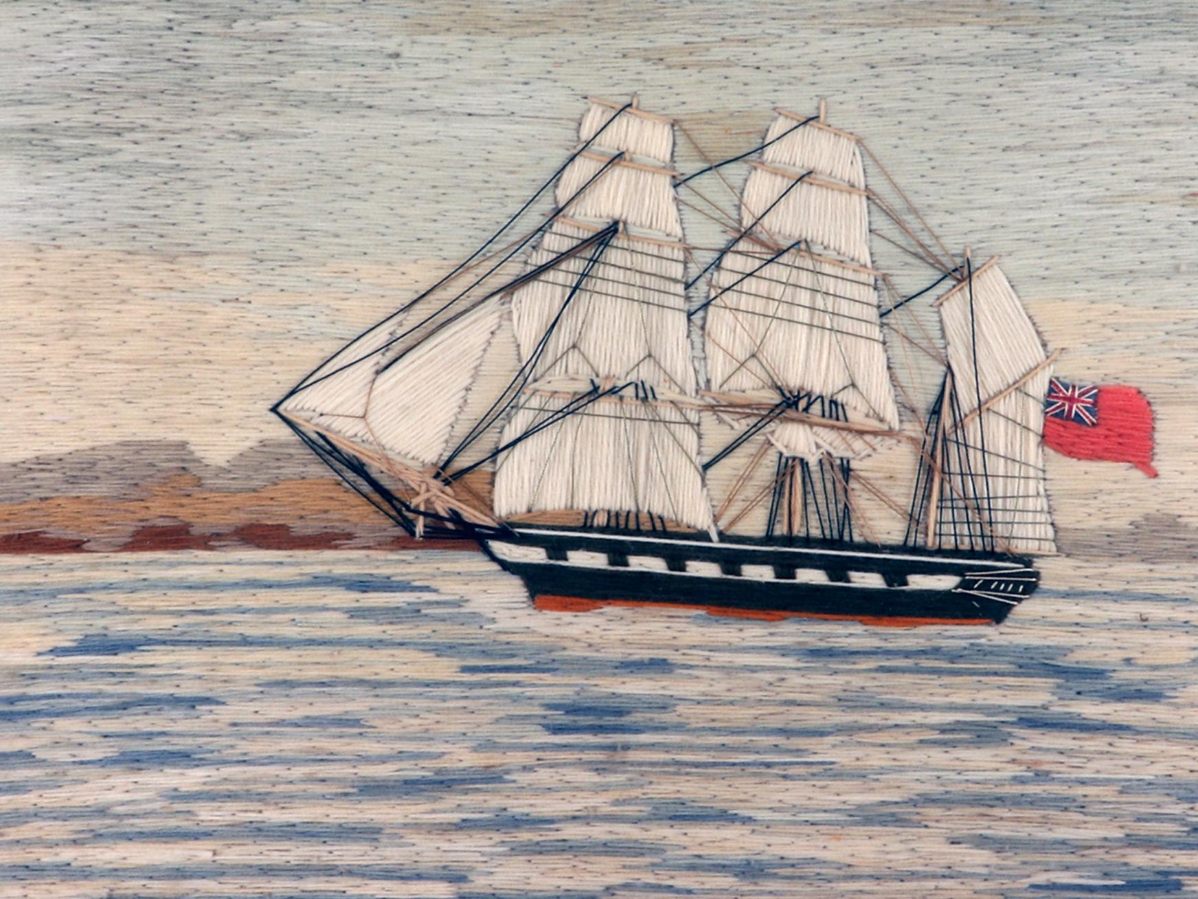 Lana de marinero británico de un barco de la Marina Real Británica con enseña roja siglo XIX en venta
