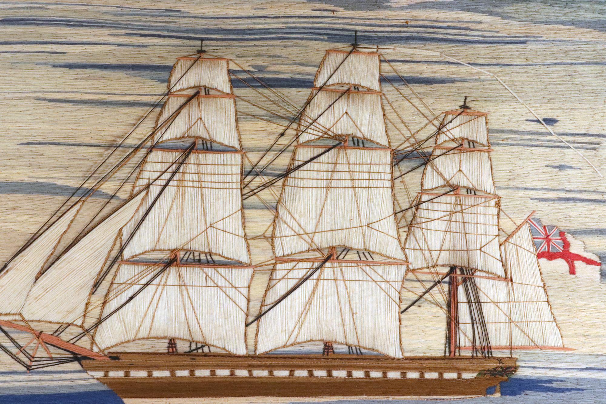 British Sailor's Woolwork of a Royal Navy White Fleet Frigate For Sale 4