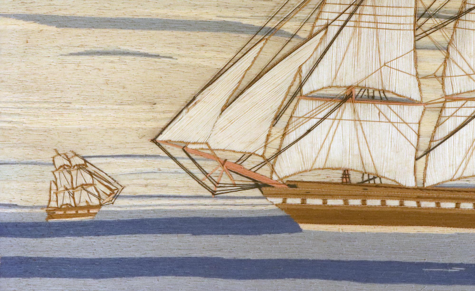British Sailor's Woolwork of a Royal Navy White Fleet Frigate For Sale 5