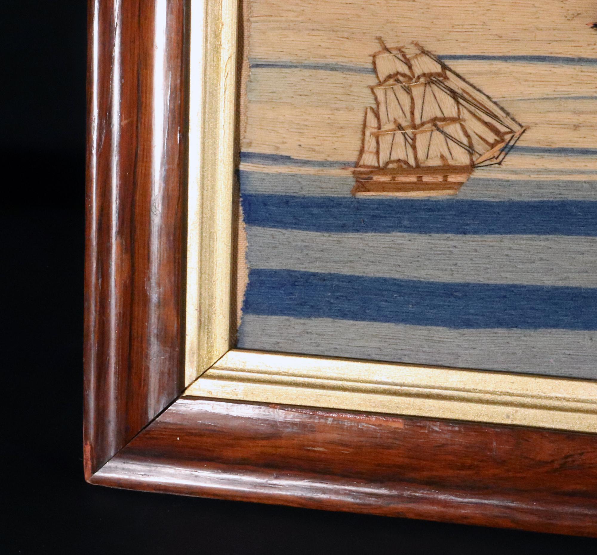 British Sailor's Woolwork of a Royal Navy White Fleet Frigate For Sale 6