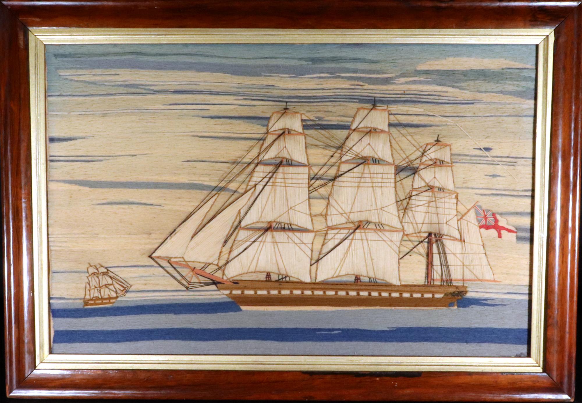 British Sailor's Woolwork of a Royal Navy White Fleet Frigate For Sale 2