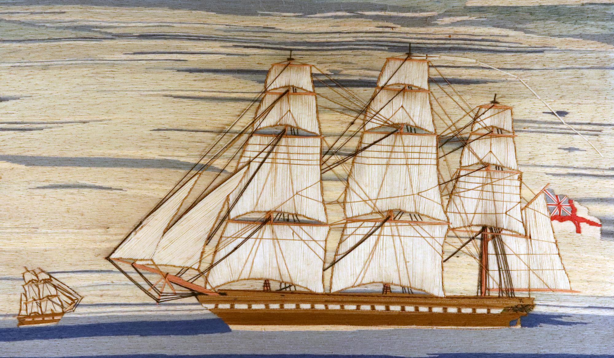 British Sailor's Woolwork of a Royal Navy White Fleet Frigate For Sale 3