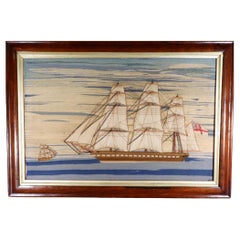 British Sailor's Woolwork of a Royal Navy White Fleet Frigate