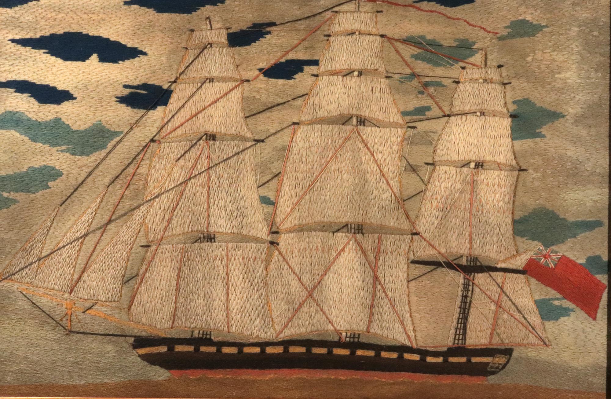 English British Sailor's Woolwork of a Tea Clipper For Sale