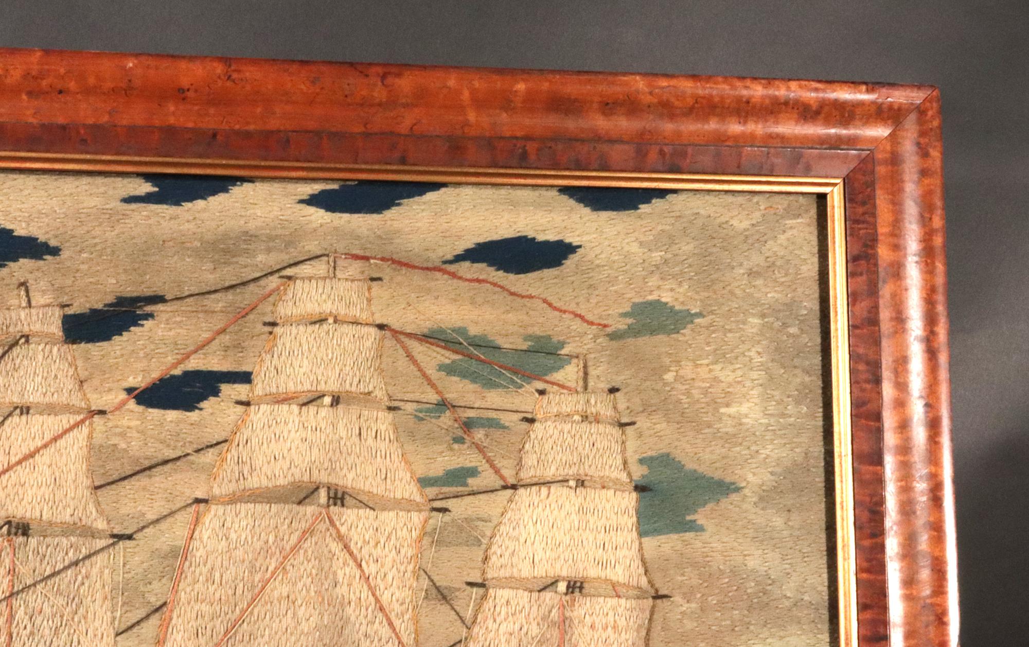 19th Century British Sailor's Woolwork of a Tea Clipper For Sale