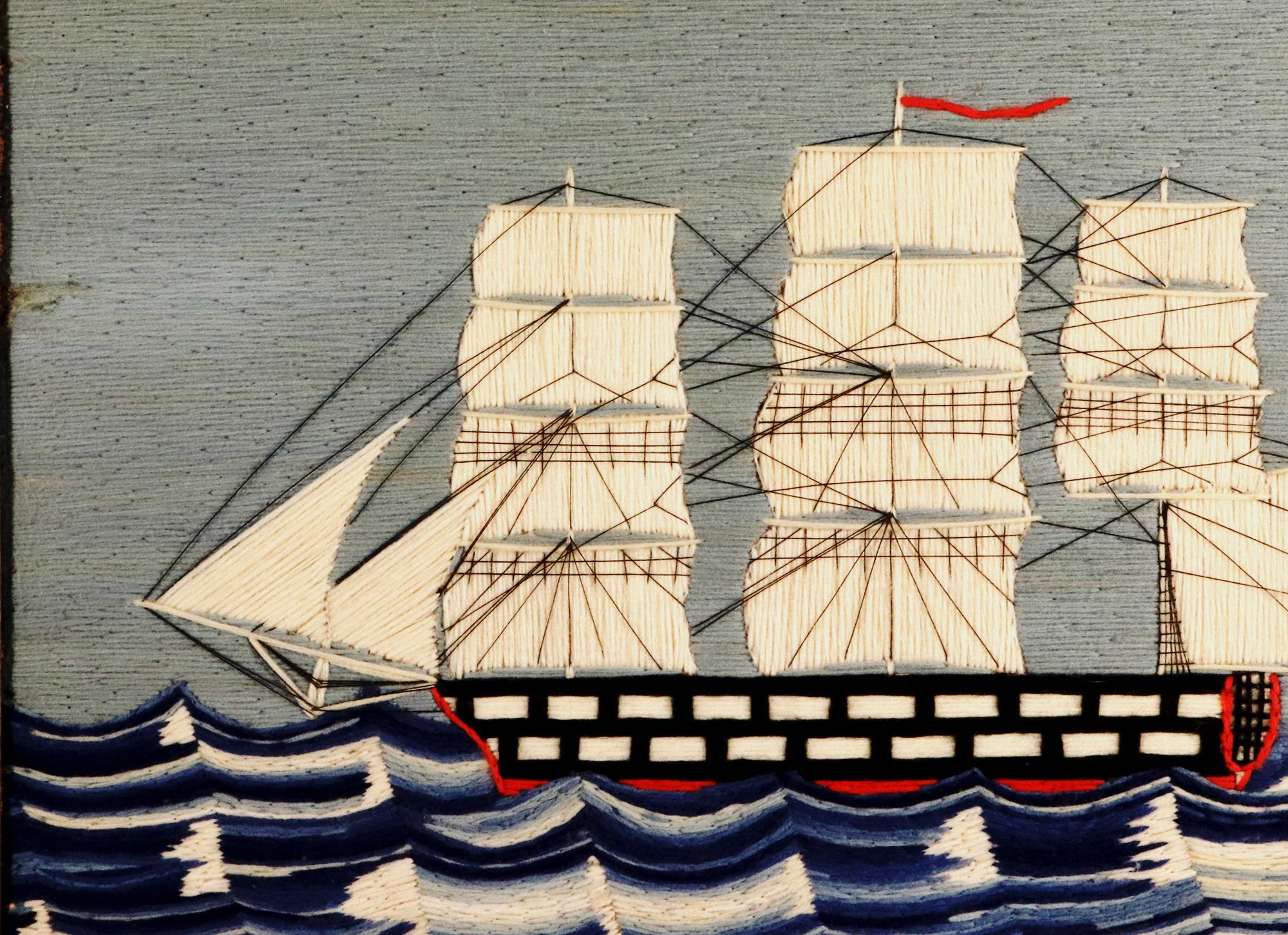 British Sailor's Woolwork des britischen Royal Navy-Schiffs (Volkskunst) im Angebot