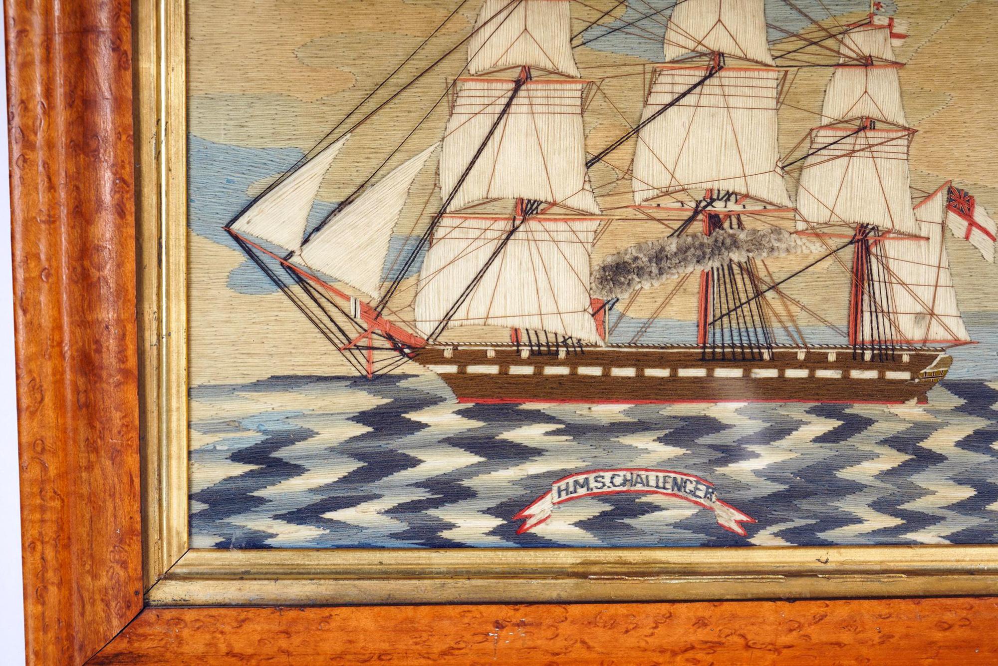 British Sailor's Woolwork of H.M.S. Challenger In Distressed Condition In Downingtown, PA