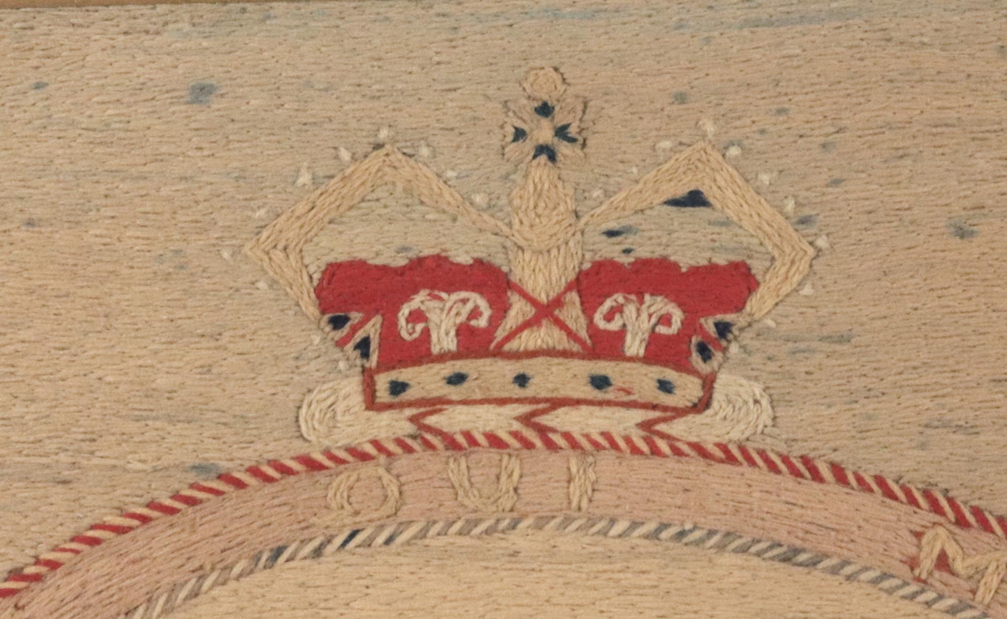 British Sailor's Woolwork of HMS Victor Emanuel with Red and White Ensign Border For Sale 1