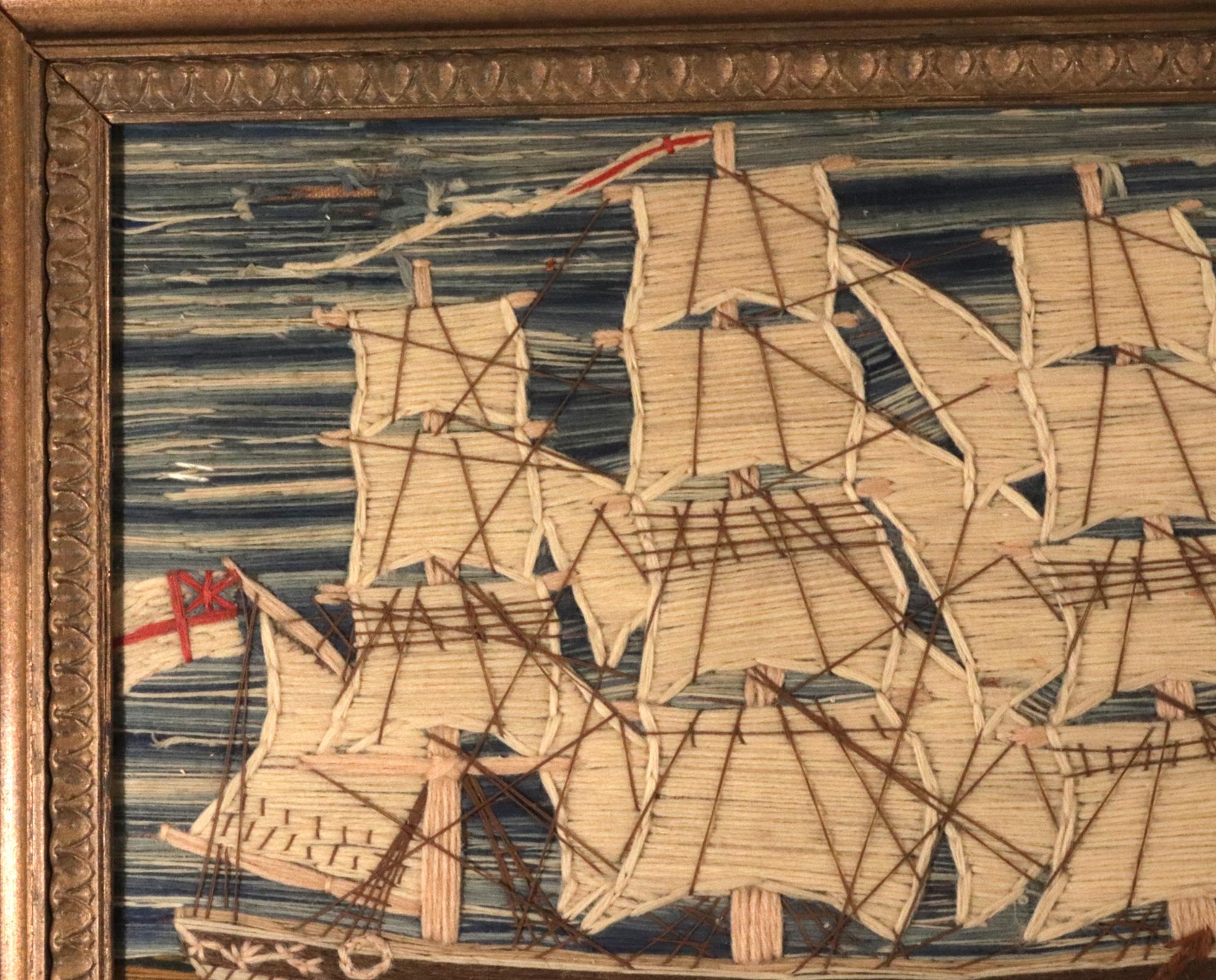 Wollarbeit eines britischen Seglers der HMS Atalanta beim Einlaufen in den Hafen (Wolle) im Angebot