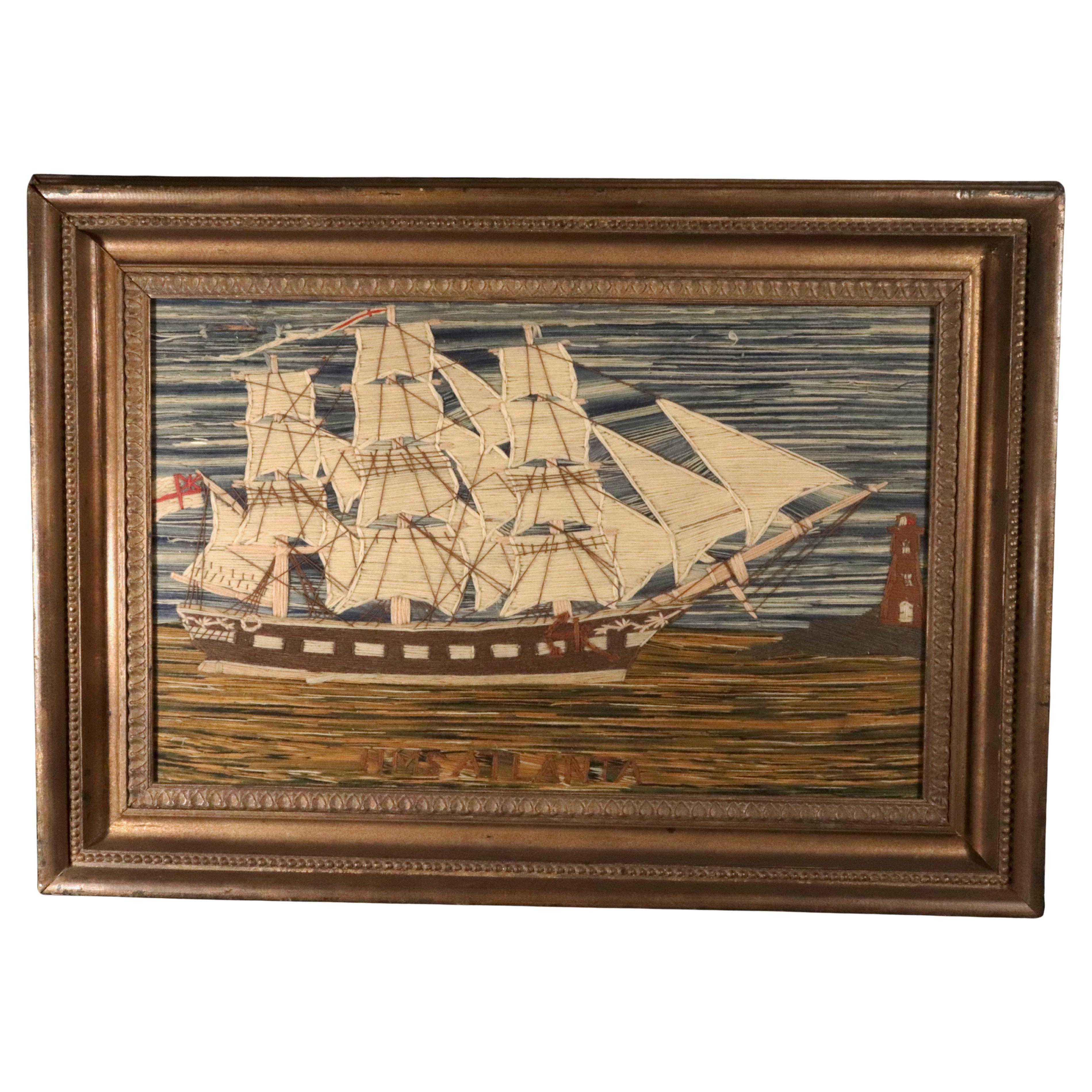 Wollarbeit eines britischen Seglers der HMS Atalanta beim Einlaufen in den Hafen im Angebot