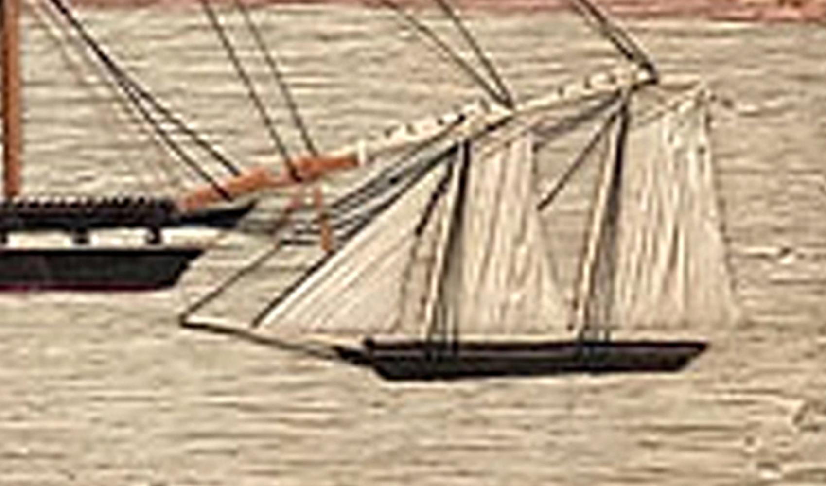 British Sailor's Woolwork of Royal Navy Ship Anchored in Bay For Sale 6