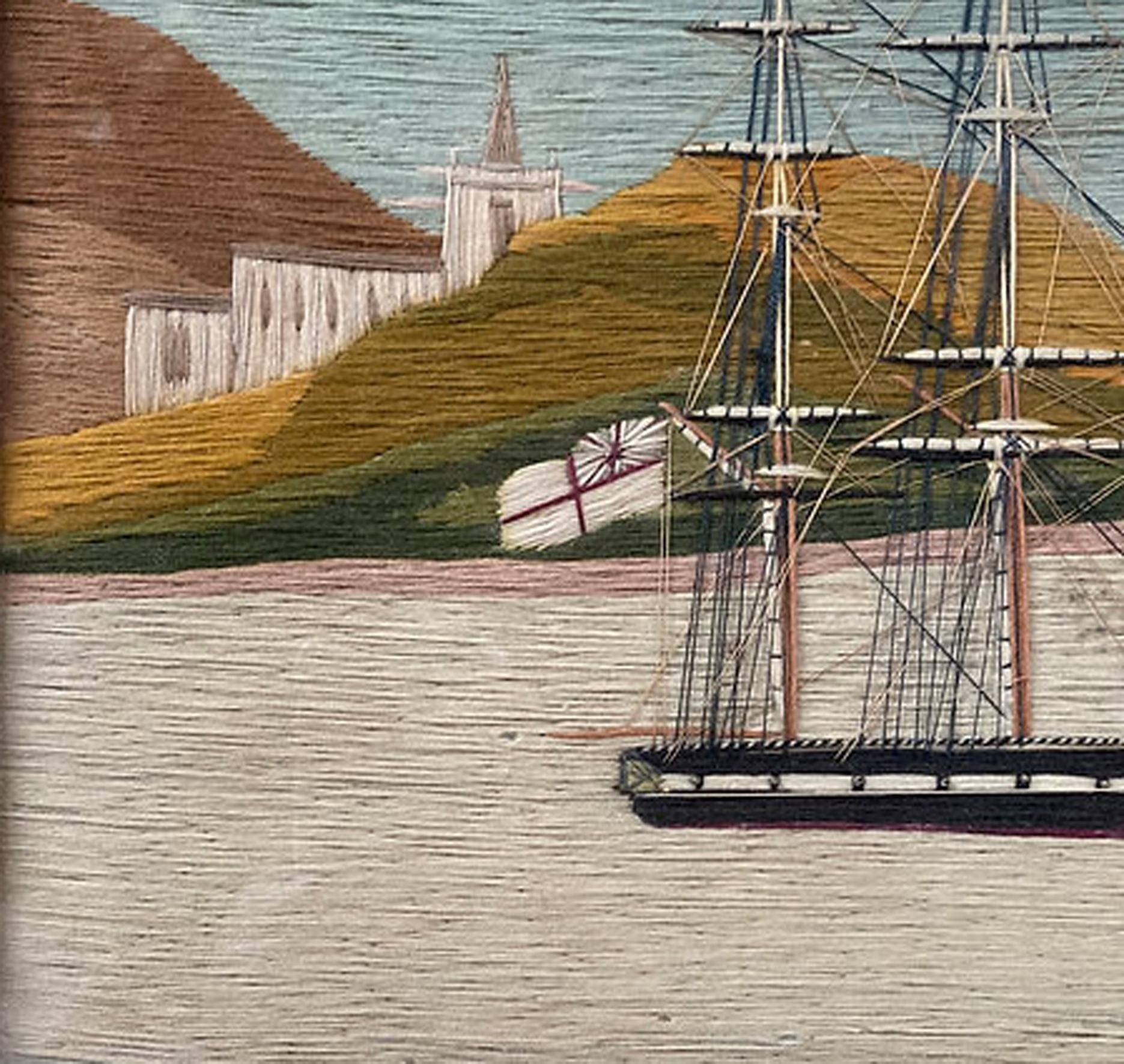 British Sailor's Woolwork of Royal Navy Ship Anchored in Bay For Sale 2