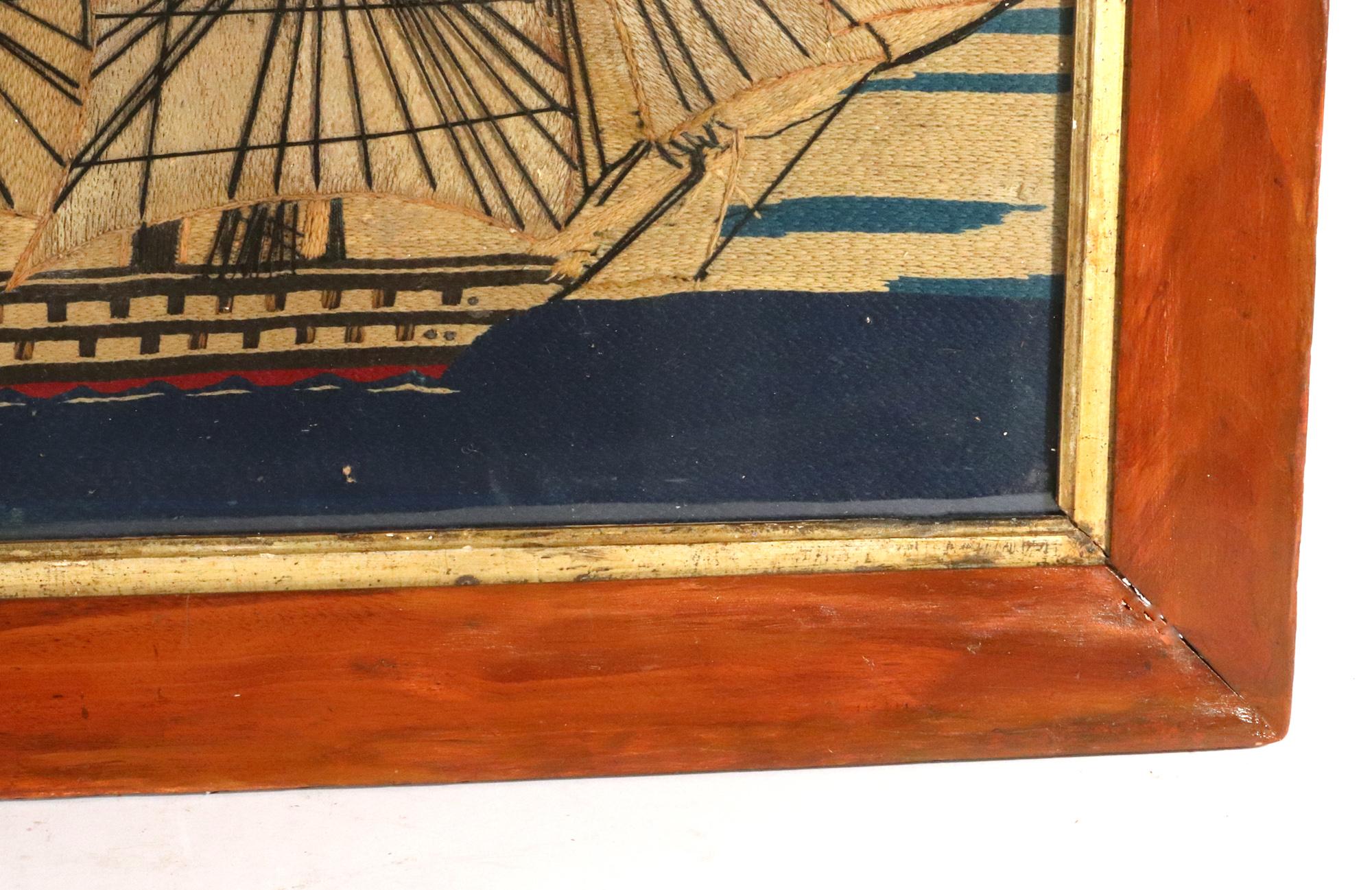 British Sailor's Woolwork of Royal Navy Ship In Good Condition For Sale In Downingtown, PA