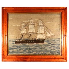British Sailor's Woolwork of Royal Navy Ship in Rough Seas- HMS Sultan