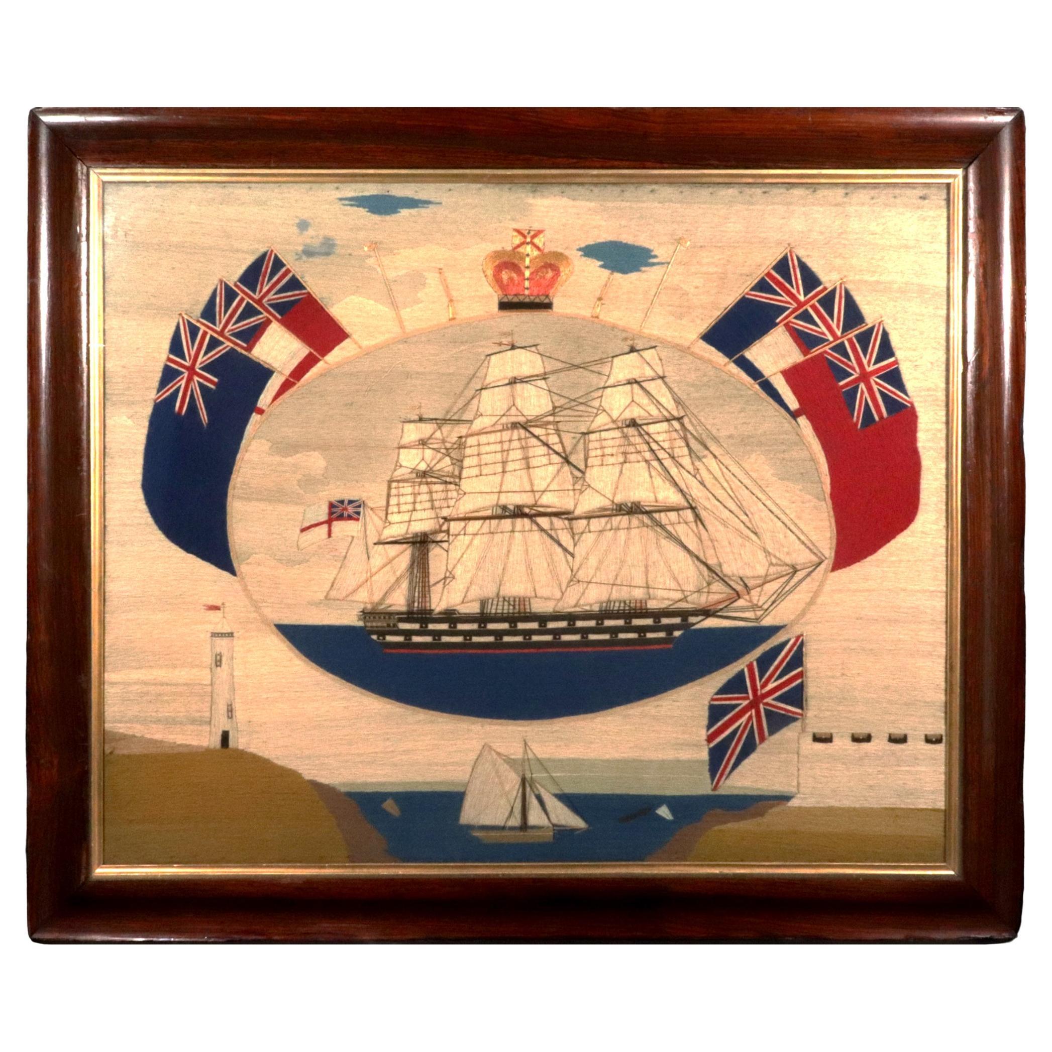 Lana de Marinero Británico de Barco de Segunda de la Marina Real Británica con Rodete de Bandera