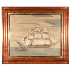 Opera di lana di marinaio britannico di due navi in navigazione.