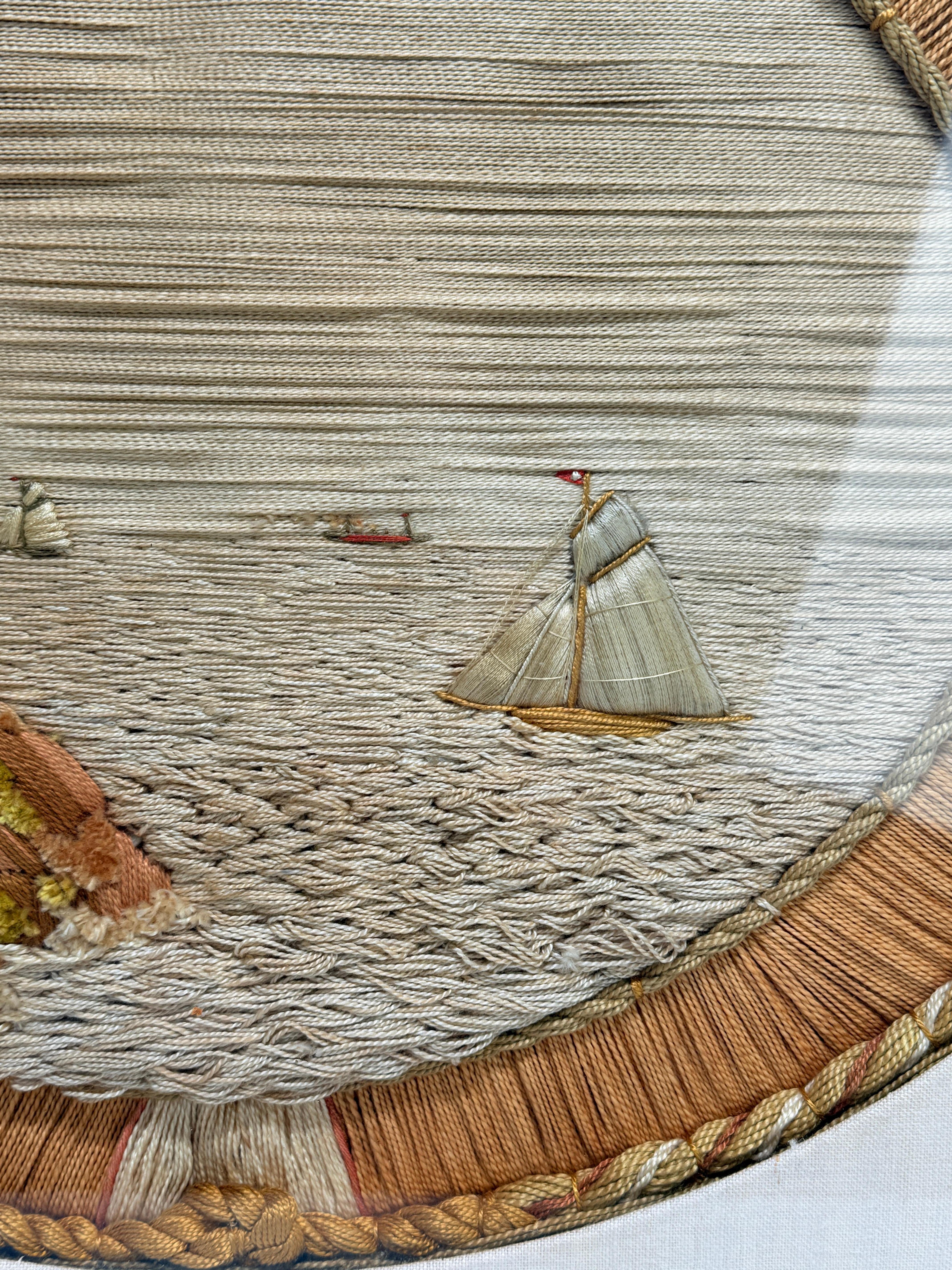 Britische Seemanns-Wollarbeit oder Woolie Lighthouse Seascape um 1865 (Britisch Kolonial) im Angebot