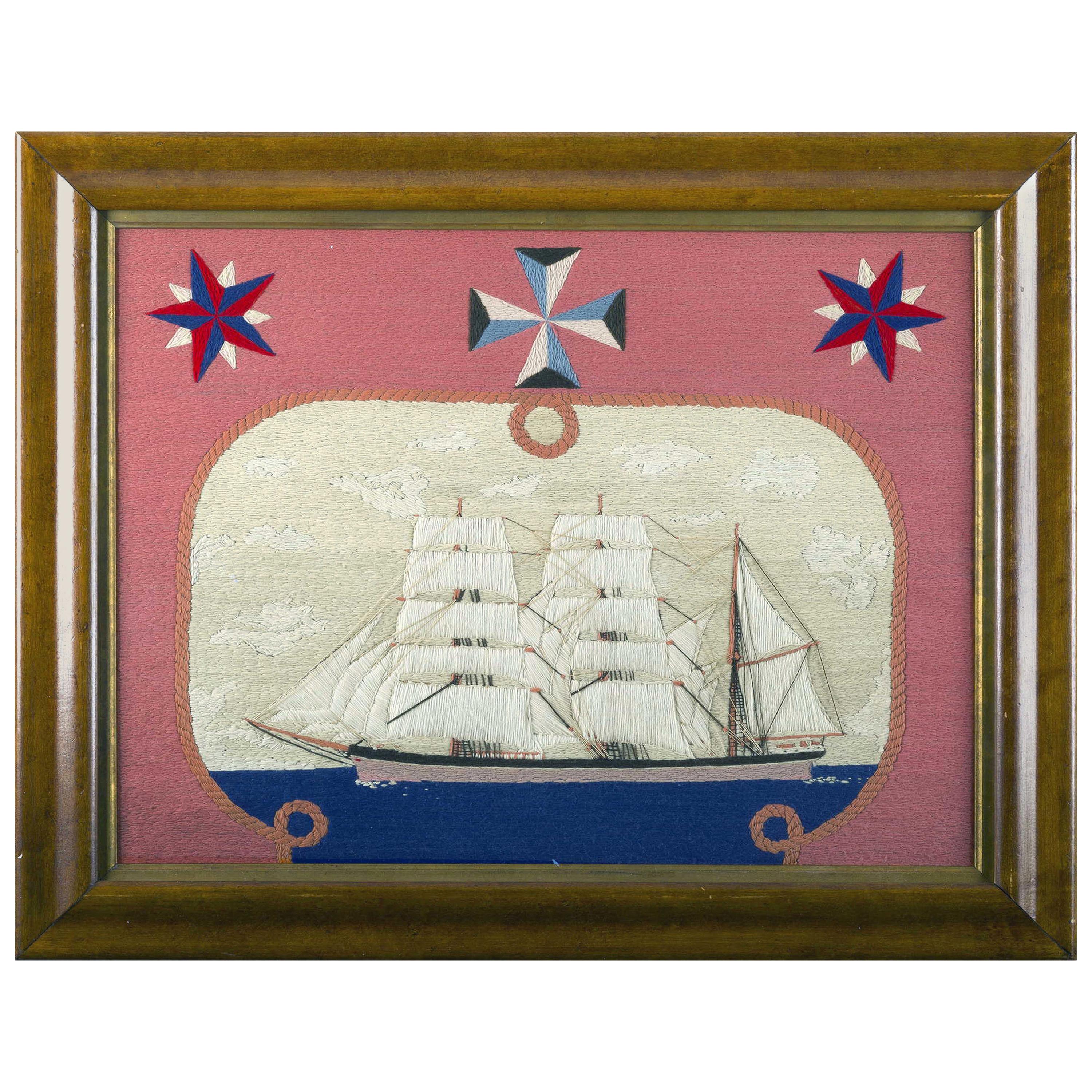 British Sailor's Woolwork or Woolie of a Royal Navy Ship, circa 1870