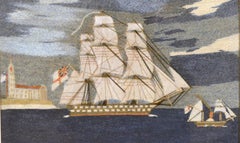 British Sailor's Woolwork or Woolie of Two Royal Navy Ships