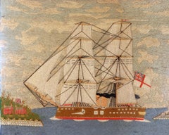 British Sailor's Woolwork Picture of HMS Temeraire