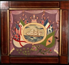 British Sailor's Woolwork with Flags of Nations,  Circa 1875