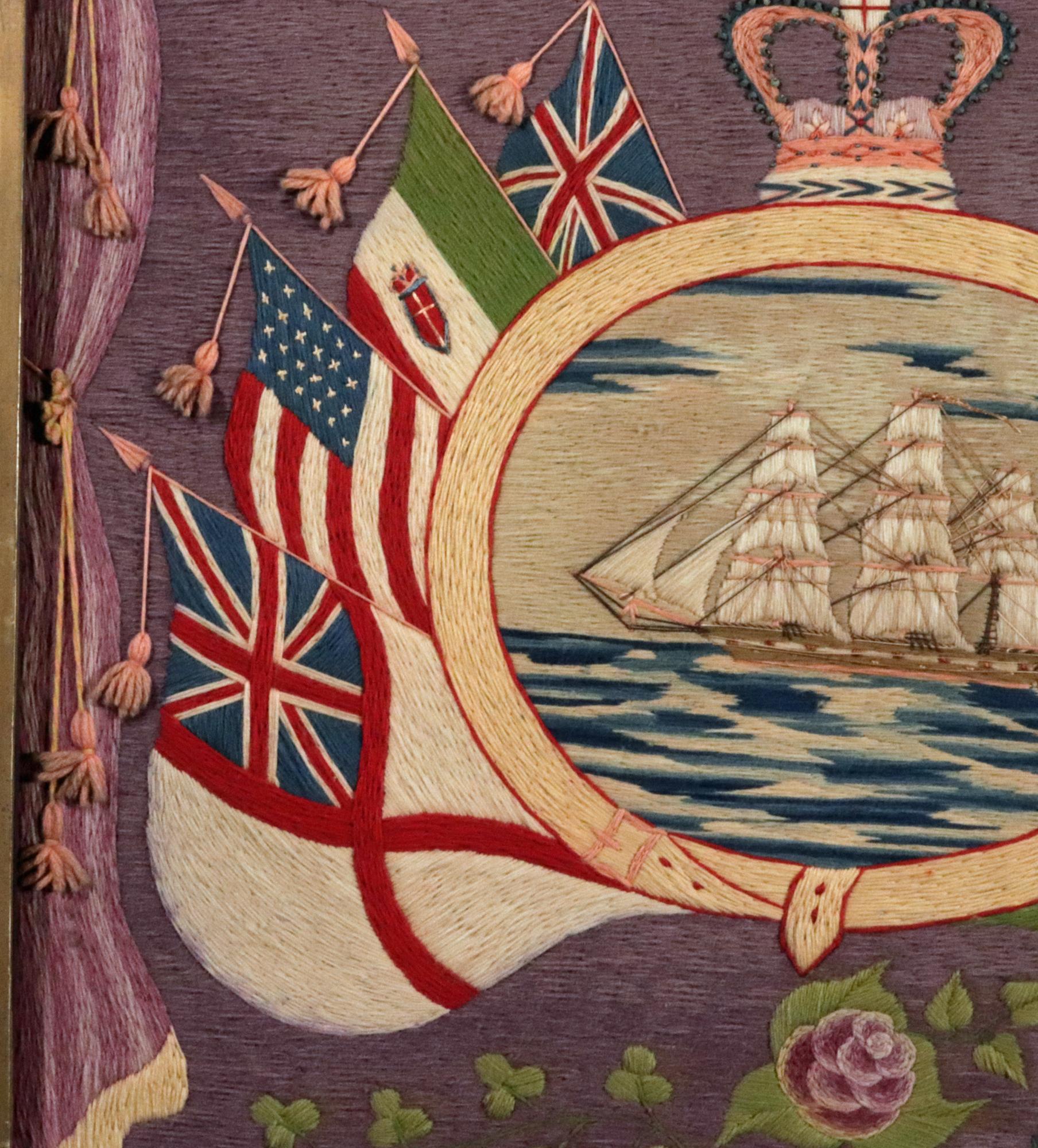 British Sailor's Woolwork with Flags of Nations,  Circa 1875 In Good Condition In Downingtown, PA